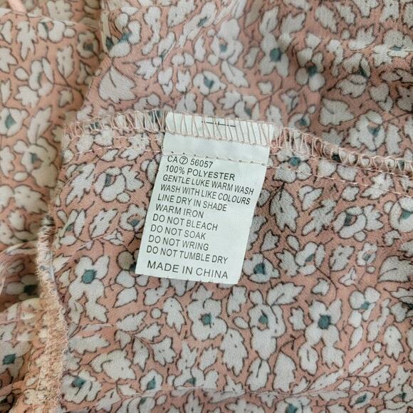 Polly Floral Crop Top 6 Sheer Puff Sleeve Tie Front Romanticcore - Picture 7 of 8